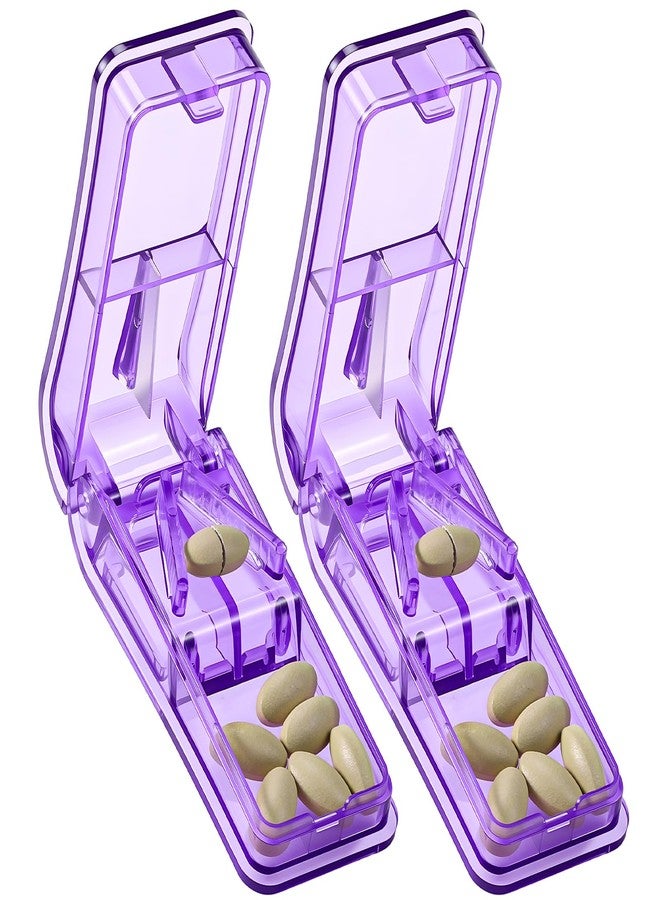 Daviky 2PCS Pill Cutter - Professional Pill Splitter for Small & Tiny Pills - Purple - Image 1